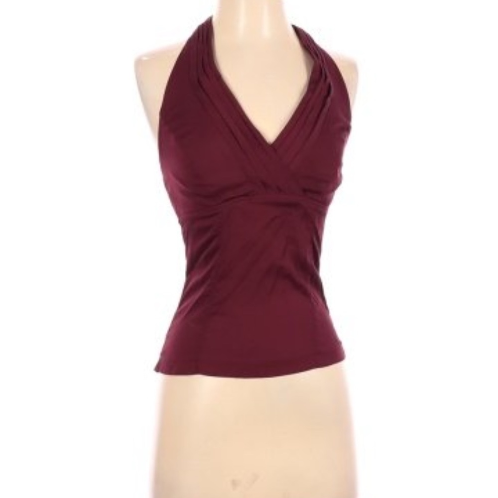 XOXO Purple Smocked Sleeveless Faux-wrap Halter Top XS